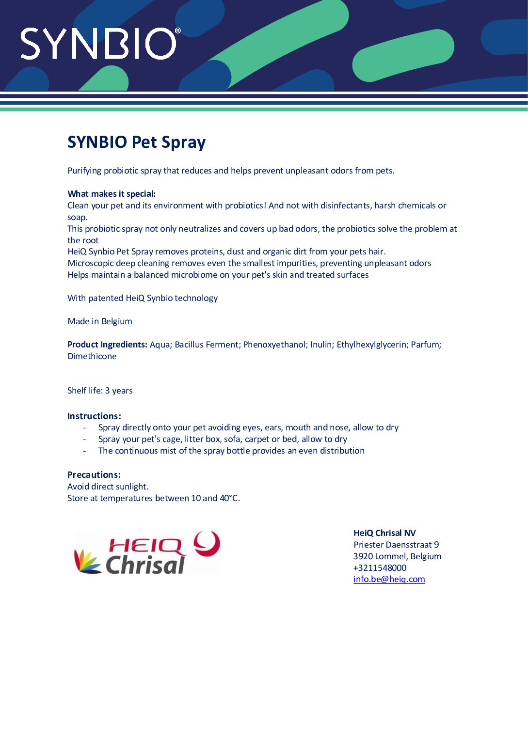 HeiQ Synbio Care - Pet Spray 180ml - Imagen 2
